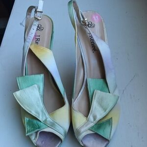 J.Renee Green and Yellow Slingback Heels